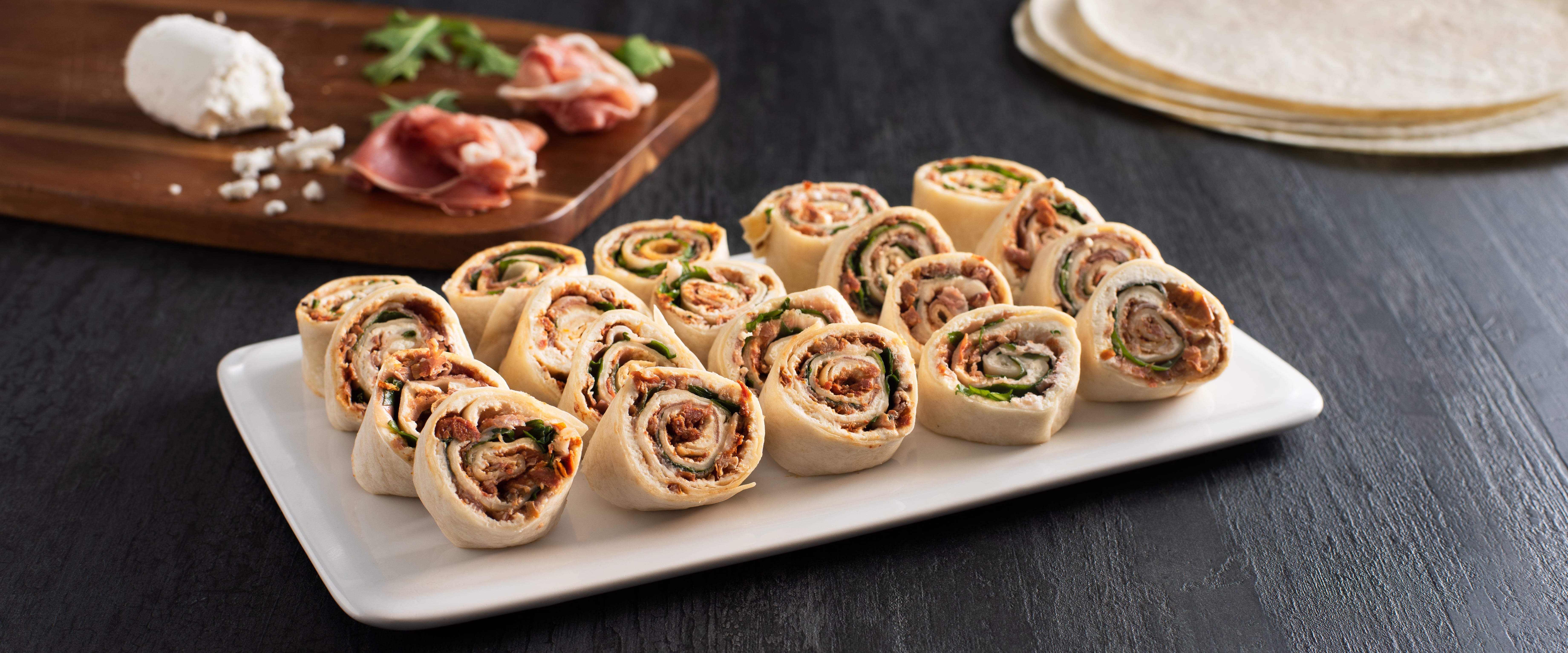 Prosciutto, Goat Cheese and SunDried Tomato Pesto RollUps Dempster's